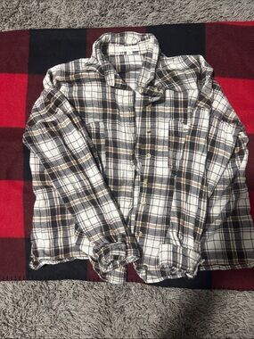 La Hearts Brown & White Plaid Button-Down Shirt
